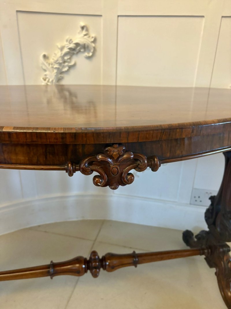 Antique Victorian Quality Carved Rosewood Freestanding Centre Table - Image 6